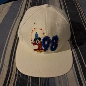 White and Blue Embroidered Hat